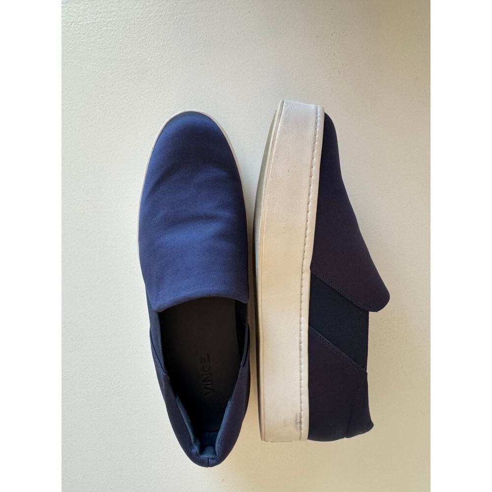 Vince Shoes Warren Royal Blue Satin Platform Slip On Sneakers Loafers Size 9.5 - Picture 3 of 9